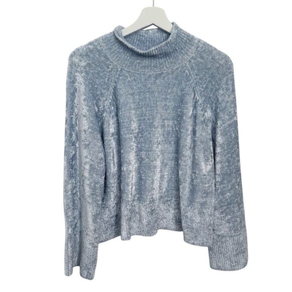 DKNY Jeans Blue Mock-neck Chenille Sweater Raglan Sleeves NWT - Picture 2 of 8